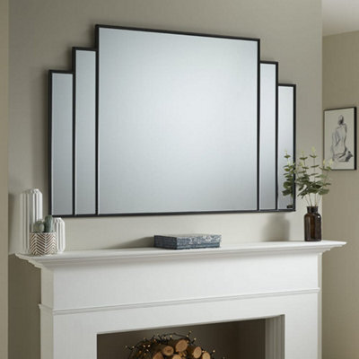 The Online Mirror Shop Overmantle Mirror Charleston Handcrafted Rectangular Shape With Black Frame Hung Above A Fireplace,dressing Table- H 80Cmxw 120Cm - image 1
