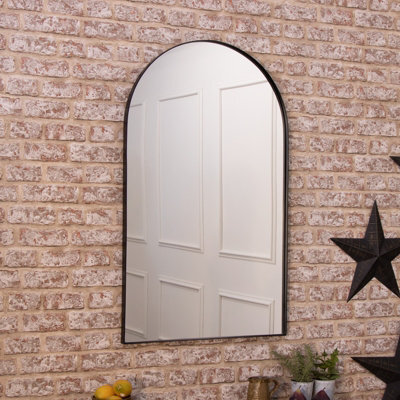 Melody Maison Large Framed Black Arched Mirror - 100Cm X 60Cm - image 1