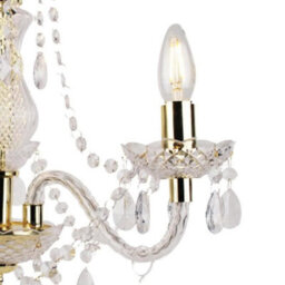 First Choice Lighting Set Of 2 Clear And Gold Marie Therese Style 3 X 40W Chandelier - thumbnail 4