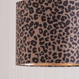 Valuelights Oasis Leopard Print Fabric With Metallic Gold Inner Drum Ceiling Lamp Shade (D)25Cm - thumbnail 4