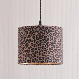 Valuelights Oasis Leopard Print Fabric With Metallic Gold Inner Drum Ceiling Lamp Shade (D)25Cm - thumbnail 2