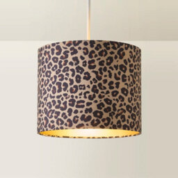 Valuelights Oasis Leopard Print Fabric With Metallic Gold Inner Drum Ceiling Lamp Shade (D)25Cm - thumbnail 6