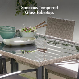 Vonhaus Garden Dining Set, Rattan Effect 6 Seater Dining Set For Garden & Patio, Outdoor Dining Table Set With Removable Cushions - thumbnail 6