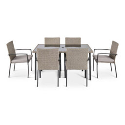 Vonhaus Garden Dining Set, Rattan Effect 6 Seater Dining Set For Garden & Patio, Outdoor Dining Table Set With Removable Cushions - thumbnail 9