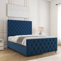 Bsspoke Maya Divan Bed Blue Plush Velvet 54Inch Headboard & 20Inch Footboard No Mattress No Drawers In 3Ft 4Ft 4Ft6 5Ft 6Ft - thumbnail 3