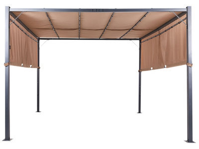 Beliani Pergola 310 X 310 Cm Brown Steel Frame With Solar Led Lights - image 1