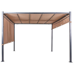 Beliani Pergola 310 X 310 Cm Brown Steel Frame With Solar Led Lights - thumbnail 4