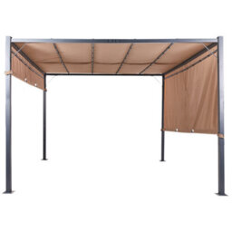 Beliani Pergola 310 X 310 Cm Brown Steel Frame With Solar Led Lights - thumbnail 5