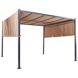 Beliani Pergola 310 X 310 Cm Brown Steel Frame With Solar Led Lights - thumbnail 6