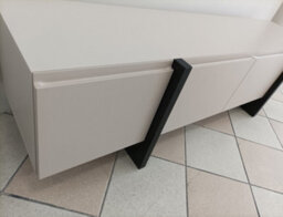 Impact Furniture Beige Tv Cabinet Black Entertainment Unit 160Cm Stand Handleless Low Sideboard Modern Kiznie - thumbnail 6