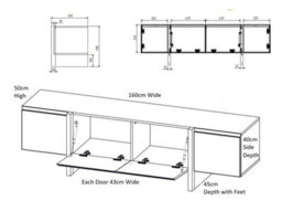 Impact Furniture Beige Tv Cabinet Black Entertainment Unit 160Cm Stand Handleless Low Sideboard Modern Kiznie - thumbnail 7