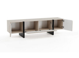 Impact Furniture Beige Tv Cabinet Black Entertainment Unit 160Cm Stand Handleless Low Sideboard Modern Kiznie - thumbnail 4