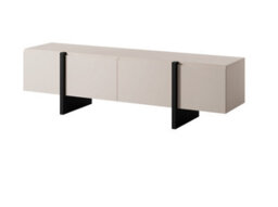 Impact Furniture Beige Tv Cabinet Black Entertainment Unit 160Cm Stand Handleless Low Sideboard Modern Kiznie - thumbnail 2