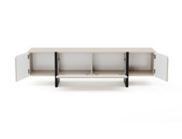 Impact Furniture Beige Tv Cabinet Black Entertainment Unit 160Cm Stand Handleless Low Sideboard Modern Kiznie - thumbnail 3
