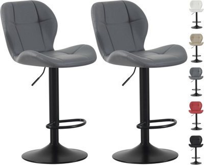 MCC Direct Set Of 2 Height Adjustable Kitchen Bar Stool Breakfast Chairs With Footrest Grey - Stella - image 1