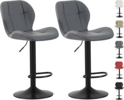 MCC Direct Set Of 2 Height Adjustable Kitchen Bar Stool Breakfast Chairs With Footrest Grey - Stella - thumbnail 1