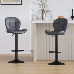 MCC Direct Set Of 2 Height Adjustable Kitchen Bar Stool Breakfast Chairs With Footrest Grey - Stella - thumbnail 5