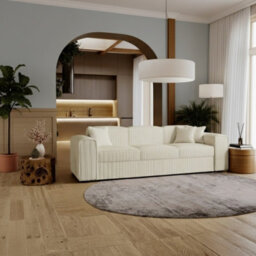 Modern Santos Sofa With Bed Function Stylish Upholstery And Comfortable Seating Perfect For Living Room Cream - thumbnail 1