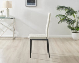 Furniturebox Uk 6X Milan Grey Hatched Faux Leather Dining Chairs Black Legs - thumbnail 5