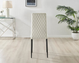 Furniturebox Uk 6X Milan Grey Hatched Faux Leather Dining Chairs Black Legs - thumbnail 6