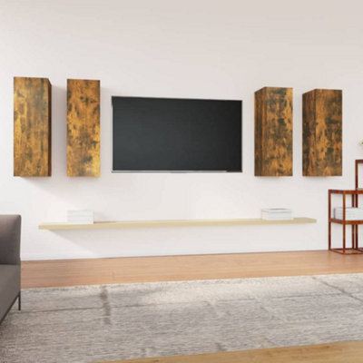 Berkfield Tv Cabinets 4 Pcs Smoked Oak 30.5X30X90 Cm Engineered Wood - image 1