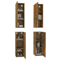 Berkfield Tv Cabinets 4 Pcs Smoked Oak 30.5X30X90 Cm Engineered Wood - thumbnail 4