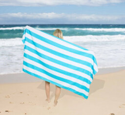 Gc Gaveno Cavailia 1Pk Beach Towel Cabana Stripe Sand Free 100X200 Aqua - thumbnail 2