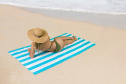 Gc Gaveno Cavailia 1Pk Beach Towel Cabana Stripe Sand Free 100X200 Aqua - thumbnail 3