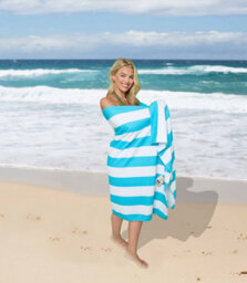 Gc Gaveno Cavailia 1Pk Beach Towel Cabana Stripe Sand Free 100X200 Aqua - thumbnail 4