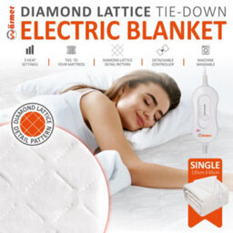 Warmer Wärmer Diamond Lattice Tie Down Electric Heated Blanket - Single - thumbnail 2
