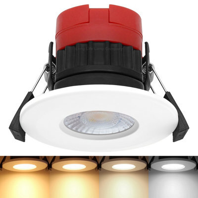Long Life Lamps Company 8W Led Fire Rated White Recessed Downlights Dimmable Colour Switching Cct Ip65 Frdlw8W - image 1