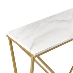 Wyld And Coco Luxeline Console Table White Marble-Effect Top With Gold Frame 100 X 30 Cm - thumbnail 5