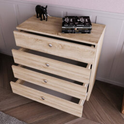 Plush Furniture Sienna Oak 3 Piece Bedroom Furniture Set - Bedside Table, Drawer Chest, Wardrobe - thumbnail 3