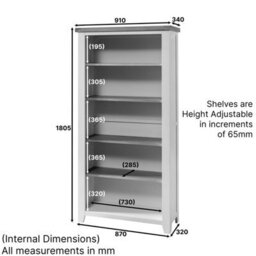 The Furniture Market Cheshire White Painted Large Tall Bookcase With 4 Adjustable Shelves - thumbnail 7