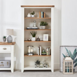 The Furniture Market Cheshire White Painted Large Tall Bookcase With 4 Adjustable Shelves