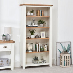 The Furniture Market Cheshire White Painted Large Tall Bookcase With 4 Adjustable Shelves - thumbnail 2