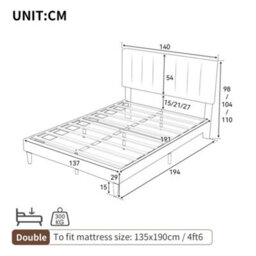 Abrihome Double Upholstered Velvet Bed Frame, With Adjustable Channel Tufted Headboard, Solid Wood Slat And Mute Foam, Pink - thumbnail 3