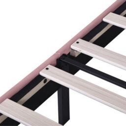 Abrihome Double Upholstered Velvet Bed Frame, With Adjustable Channel Tufted Headboard, Solid Wood Slat And Mute Foam, Pink - thumbnail 9