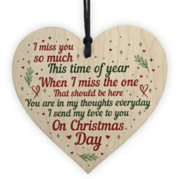 Red Ocean Christmas Miss You Memorial Handmade Hanging Wooden Bauble Tree Decoration Chic Card Sign