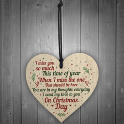 Red Ocean Christmas Miss You Memorial Handmade Hanging Wooden Bauble Tree Decoration Chic Card Sign - thumbnail 2