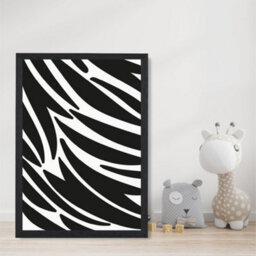 Artze Wall Art Cute Cartoon Style Zebra Print Art Print With Black Frame Size: A4 - thumbnail 2