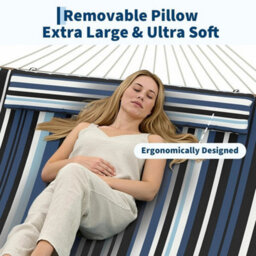 2 Person Hammock Double Quilted Fabric Hammock With Spreader Bar - thumbnail 5