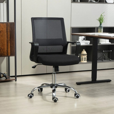 Black Office Chair Adjustable Height Mesh Chair With Swivel Wheels - image 1