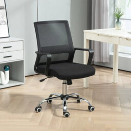 Black Office Chair Adjustable Height Mesh Chair With Swivel Wheels - thumbnail 4