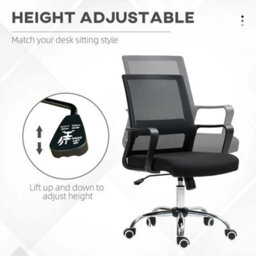 Black Office Chair Adjustable Height Mesh Chair With Swivel Wheels - thumbnail 3