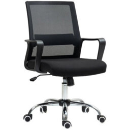 Black Office Chair Adjustable Height Mesh Chair With Swivel Wheels - thumbnail 5