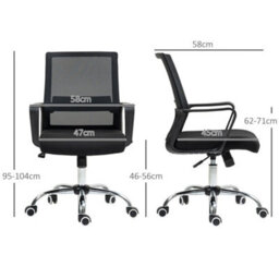 Black Office Chair Adjustable Height Mesh Chair With Swivel Wheels - thumbnail 2