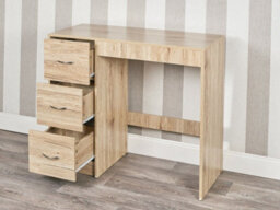 Urbn-Living Urbnliving Height 79.5Cm 3 Drawer Wooden Bedroom Dressing Computer Work Table Desk Oak Carcass And Oak Drawers Jewellery - thumbnail 2