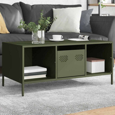 Berkfield Coffee Table Olive Green 101.5X50X43.5 Cm Cold-Rolled Steel - image 1