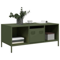 Berkfield Coffee Table Olive Green 101.5X50X43.5 Cm Cold-Rolled Steel - thumbnail 3